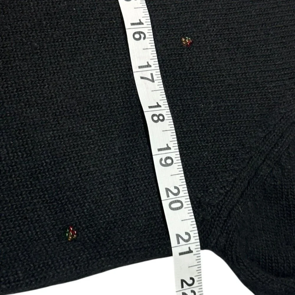 Vintage Karen Scott Black Silk Nylon Angora Lambswool Christmas Sweater‎ Size PL